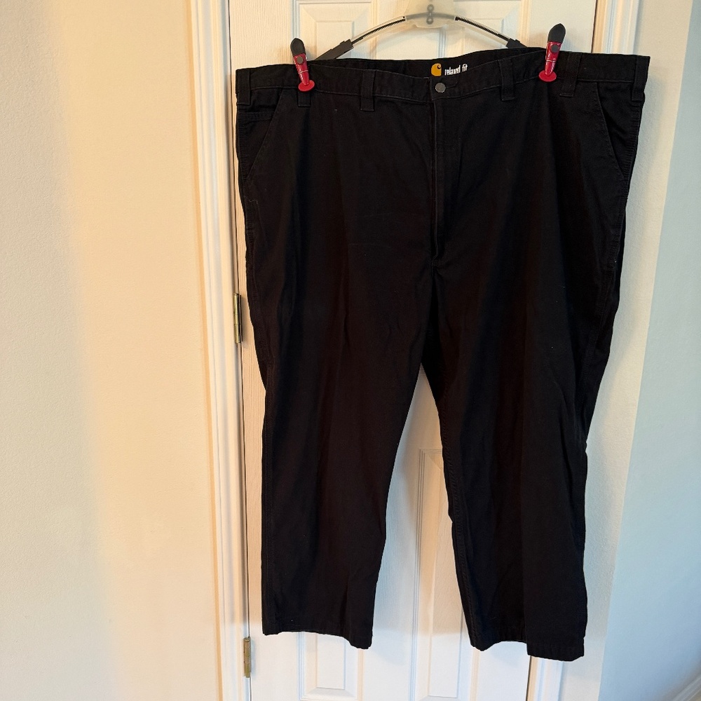 LIKE NEW Carhartt Relaxed Straight Twill Chino Khaki Black Dungaree 54 x 30